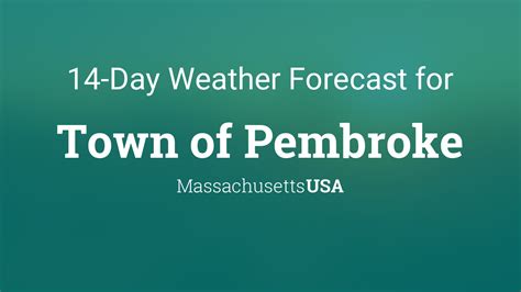 <b>Pembroke</b>, <b>MA</b> Daily <b>Weather</b> | AccuWeather October 17 - November 30 Tue 10/17 58° /43° 55% More clouds than sun with a brief shower or two this afternoon RealFeel® 59° RealFeel Shade™ 59° Max. . Weather for pembroke ma